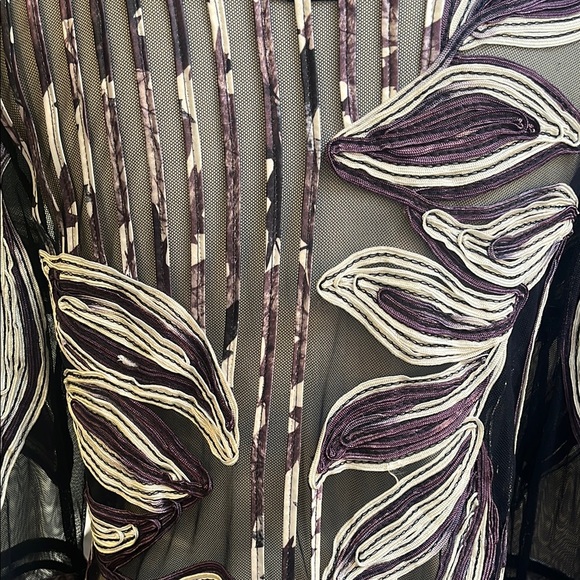 Chico's Black, Cream & Purple Sheer Jacket - Picture 5 of 6